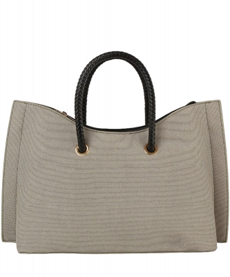 Fashion Canvas Braided Top Handle Satchel DX-0209-M LIGHT GRAY